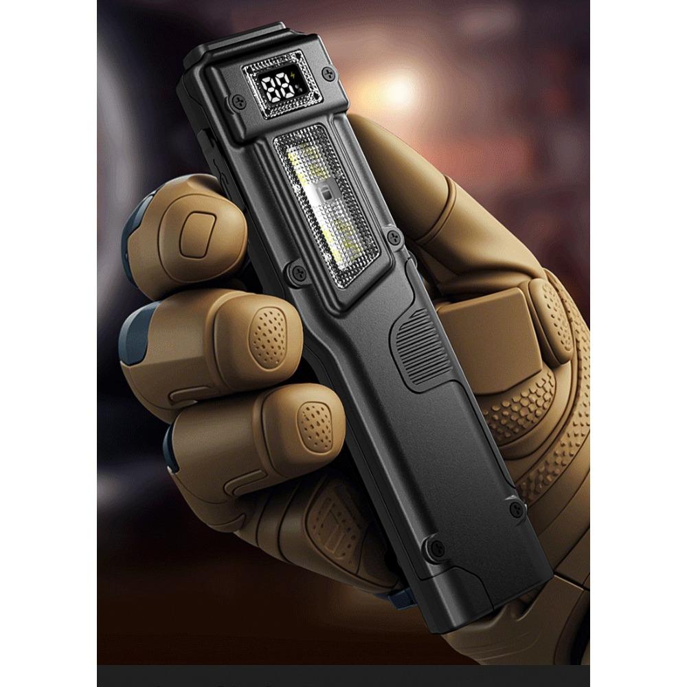 New Portable Flashlight Ultra-thin Rechargeable LED Flashlight Portable Work Light, Cold Resistant, Camping, Patrol, Battery Display
