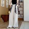 2025 Summer Women's Silk Scarf Print High-Waisted Wide-Leg Drape Pants - Fashionable Floor-Length Casual Trousers