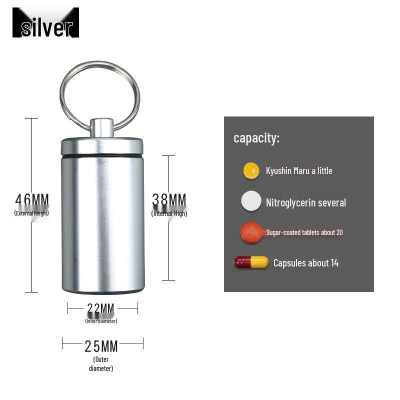 Waterproof Aluminum Alloy Portable Pill Box for Travel