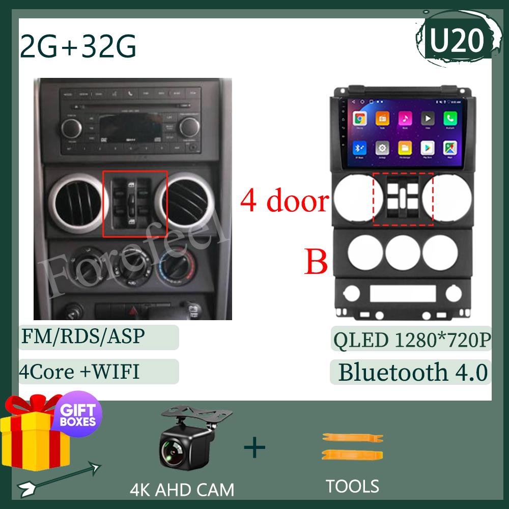 CarPlay Android 14 For Jeep Wrangler Unlimited 3 JK 2008 - 2010 Car 360 Camera GPS Head Unit Radio Auto 5G QLET WiFi DVD DSP IPS