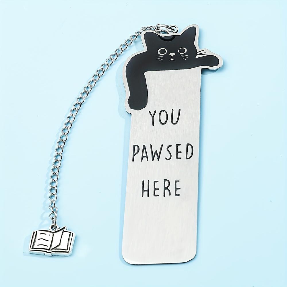 Charming Black Cat 'You Pawse Here' Stainless Steel Bookmark - Perfect Gift for Cat Lovers & Bookworms, Ideal for Birthdays & Christmas Parties