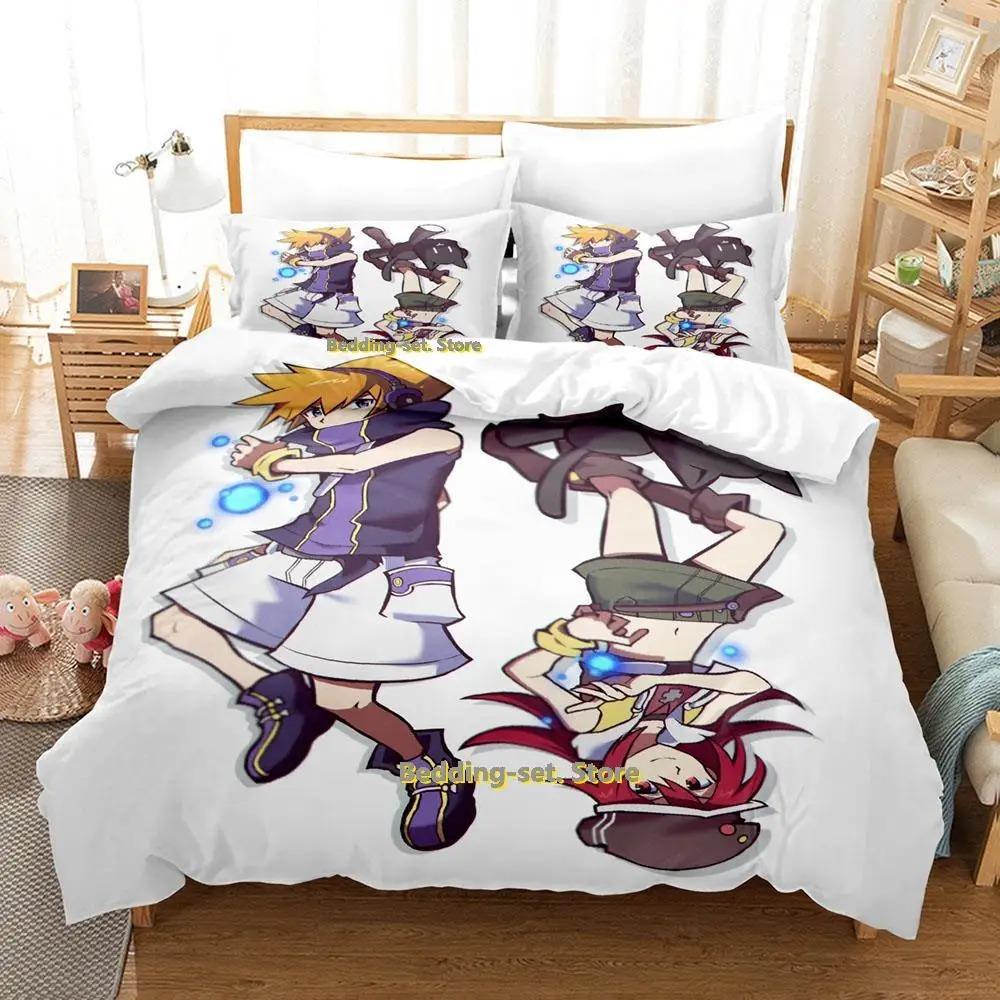 The World Ends With You Sakuraba Neku Bedding Set Cartoon Anime Three-piece Set Adult Kid Bedroom Duvetcover Sets 3D Kawaii Cool
