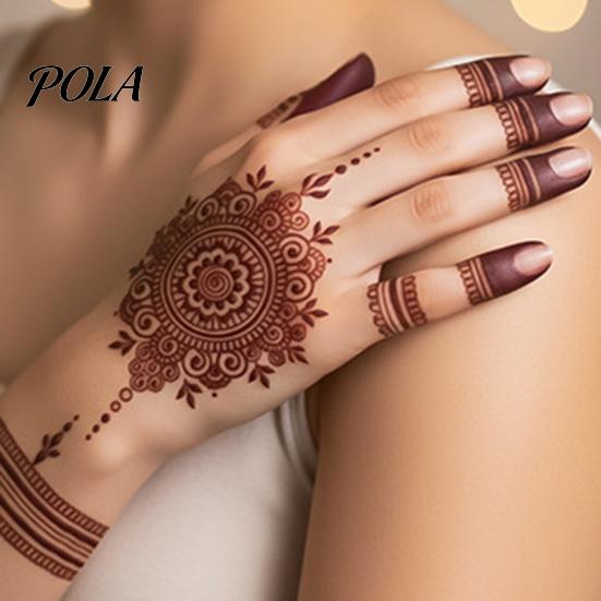 Henna Tattoo Stickers, Red Brown Waterproof Lace Temporary Tattoos, Indian Mehndi Body Art for Hands Feet, Festival Makeup