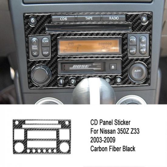 Carbon Fiber Central Console CD Panel Cover Sticker For Nissan 350Z 03-05