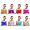 Jenter Glimrende Paljetter Cropped Topp Lagdelte Volanger Kryssrygg Metallisk Camisole Jazz Danseopptreden Topp