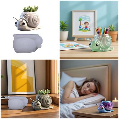 Flexible Silicone Snail Shape Planter Mold For Resin Art Concrete Cement Casting And Decorative Candle Container