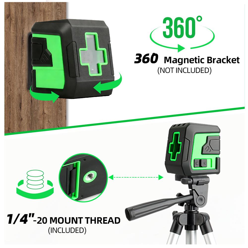 High-Precision Green Light Mini Laser Leveler with Automatic Cross 2-Line Projection