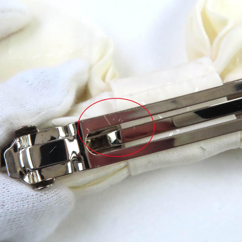 CHANEL hair accessory Ribbon barrette white silk Women 25C AAA730 Used