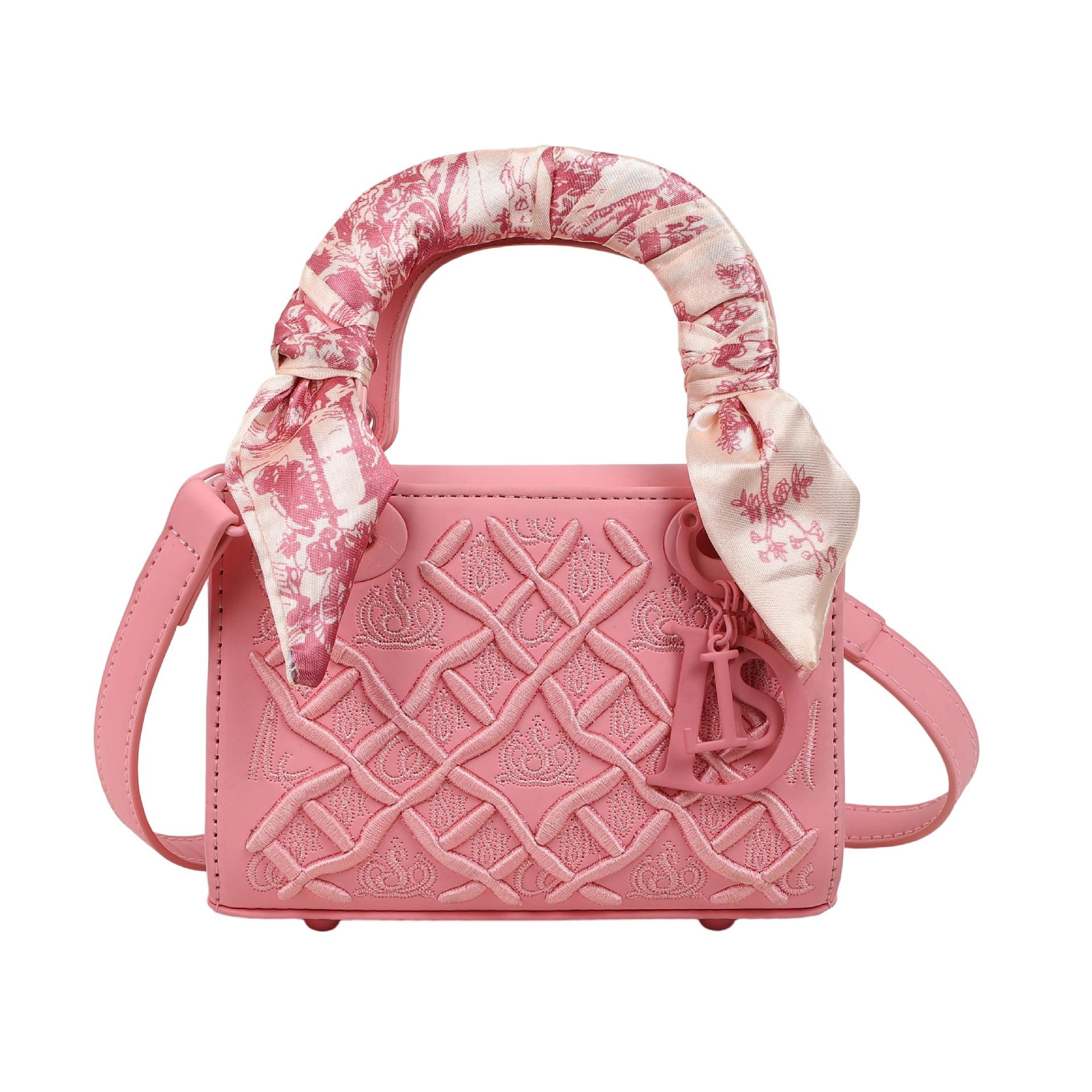 

high-end silk scarf embroidered small square bag versatile bag women s single shoulder crossbody bag