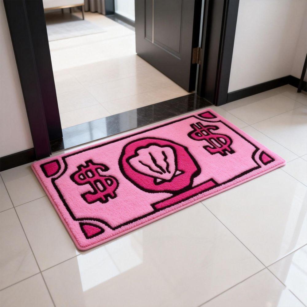 Faux Cashmere Coin Pattern Rug Stain Resistant 40 * 60cm Money Rug Non-Slip Absorbent Carpet Bedroom Living Room Bedside Rug