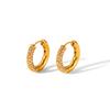 Stainless Steel 18K Gold Earrings for Women, Ins Fashion Versatile Diamond-studded Earrings, Titanium Steel Hoop Earrings