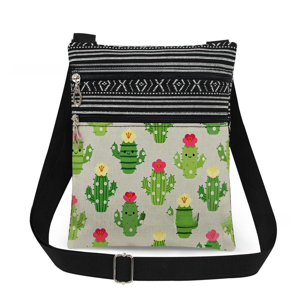 1PC Cactus Print Tote Bags Women Shoulder Handbags Postman Package 6913