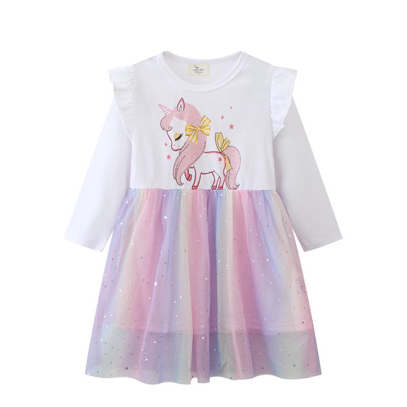 2025 Spring-Autumn Girls' Mesh Dresses: European & American Style, Cross-Border Children's Clothing