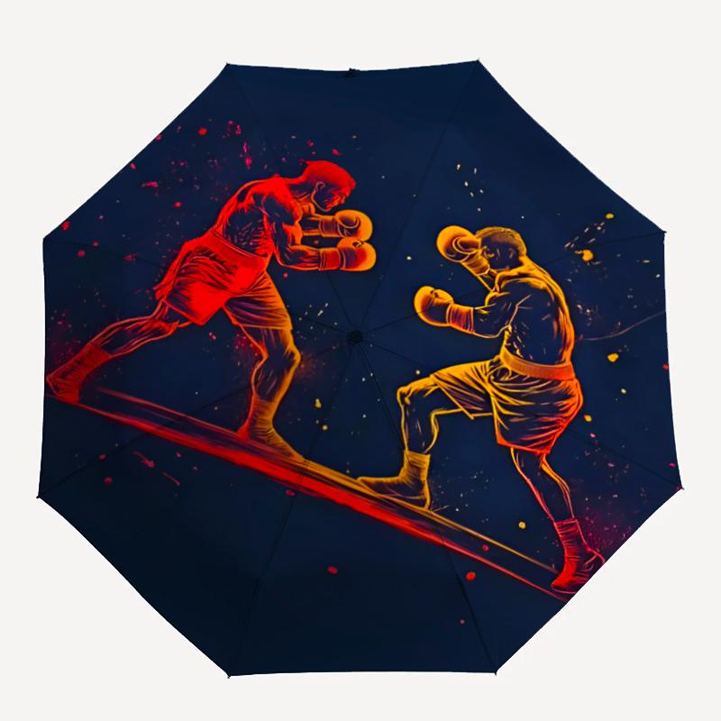 boxing Theme Automatic Umbrella, Lightweight & Portable, 8 Rib, Perfect for Outdoor Travel, Birthdays, Christmas, Gifts.