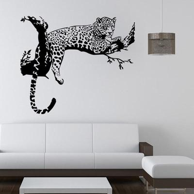 Couleur Noire Sauvage Grand Léopard Animal Autocollant Mural Décalcomanie Murale Tigre Art Mural Maison KTY