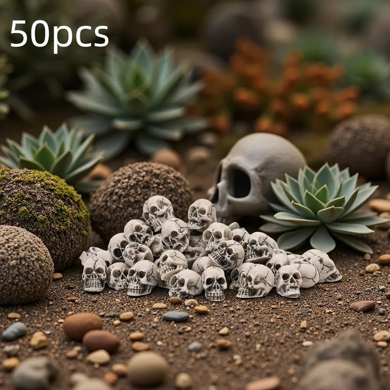 30/50/100 Mini Skull Sculptures - Rustic Resin Gnome Statues for Halloween Decor, Indoor/Outdoor Garden, Patio