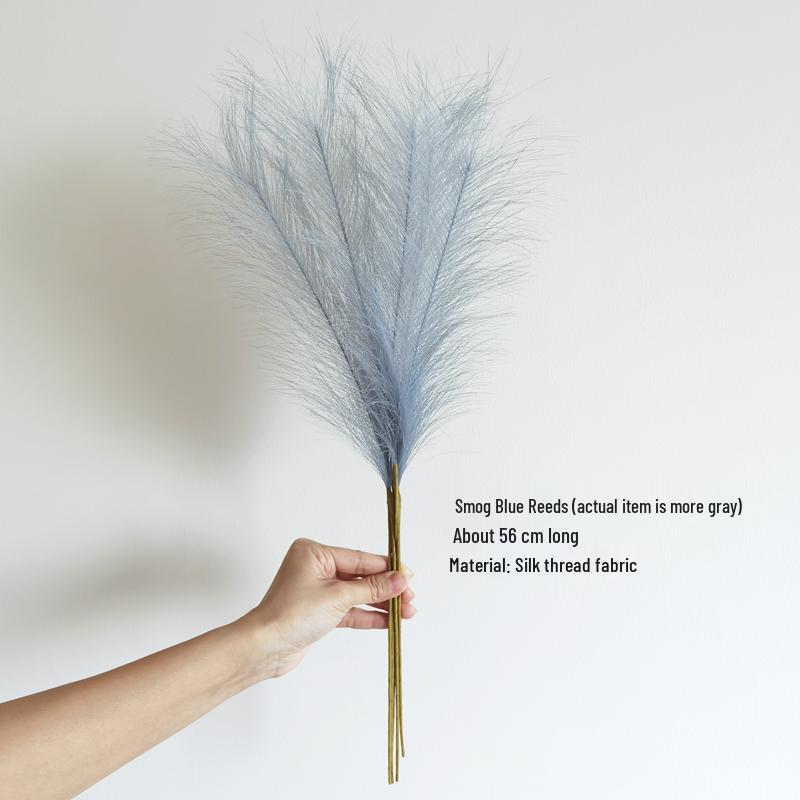 Wabi-Sabi Retro Floral Arrangement with Eucalyptus & Reed Grass for Home Decor & Photography