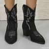 Fashion Embroidered boots for women in plus size thick heel retro ethnic style comfortable versatile anti slip temperament women's shoes