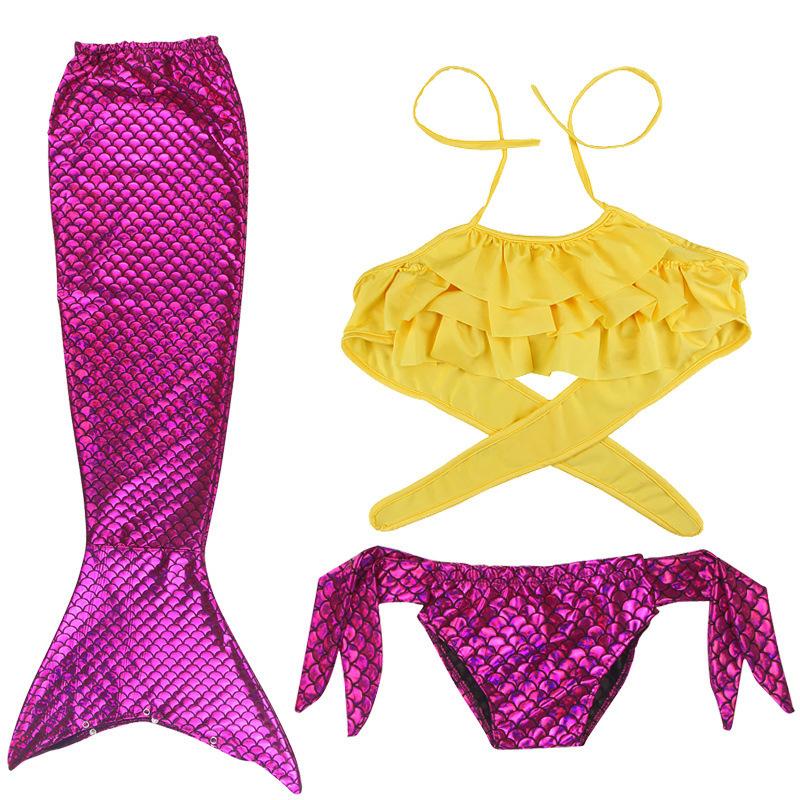 Mermaid Swimsuit Girls Middle School Elder Princess Split Skirt Elementary School Mermaid Baby Three-Piece Set