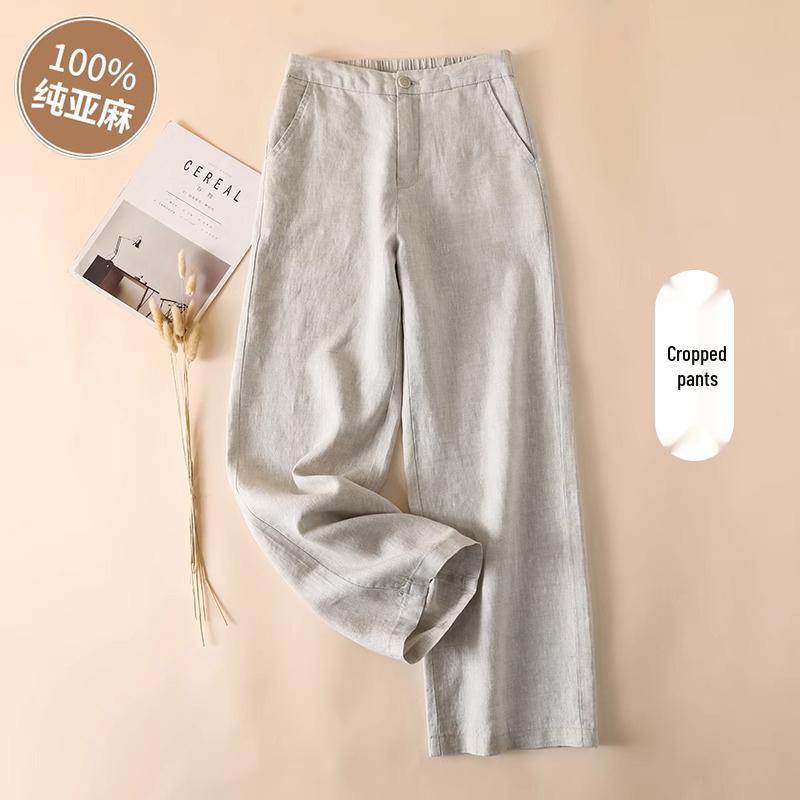 Premium Women s Summer Wide-Leg Pants in Tencel Linen Blend M