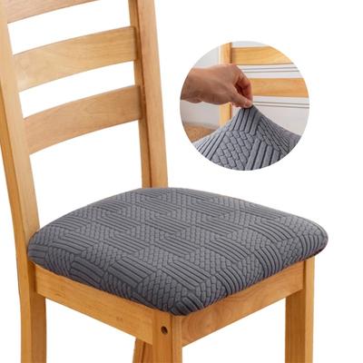1Pc Elastic Dining Chair Seat Covers Jacquard Stretch Chair Cover Removable Seat Cushion Slipcover For Home Party Cafe