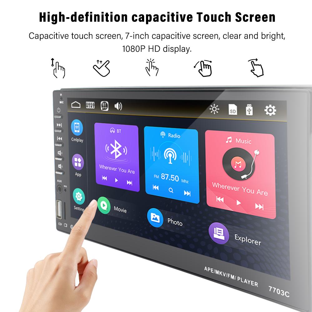 7Inch Car Radio Carplay MP5 Player 2Din Multimedia Player Android HD Touch Screen Audio FM  Auto Mirror Link Remote Control