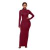 Mode Damen Sexy Partykleid Strickstil Langarm Rollkragen Winter Maxikleid Slim Arbeitskleidung Bürokleid