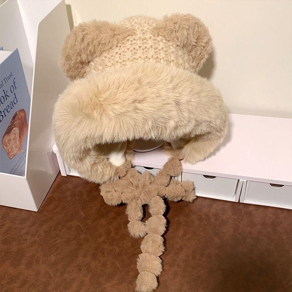 Thick Warm Beanie Hat Windproof Winter Ski Cap New Bear Ear Winter Hat  Winter