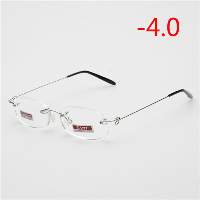 New Frameless Myopic Glasses Frame Eyeglasses Men Women Ultralight Rimless Frame Myopia Glasses 100 ~ 400 Degrees