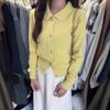 Spring and Autumn new simple and thin age-reducing gentle wind top cardigan solid color lapel long-sleeved knitted sweater women