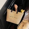 Women Straw Tote Handbag Large Capacity Crochet Beach Shoulder Bag Solid Color Weaving Travel Ladies Summer Daily Bag CLE