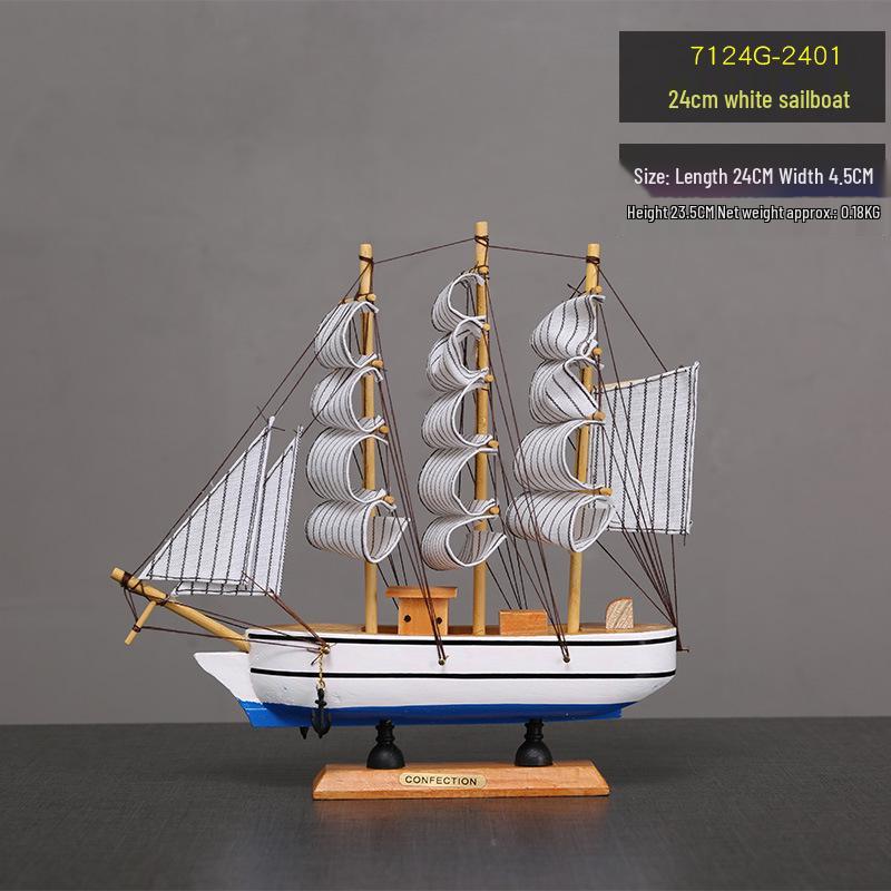 Wooden Pirate Ship Model: Small Boat Ornament for Office or Room Decoration