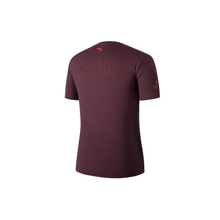 Anta Ležérní sportovní tričko s potiskem národní vlajky, pánské topy, vínové 152120110-3