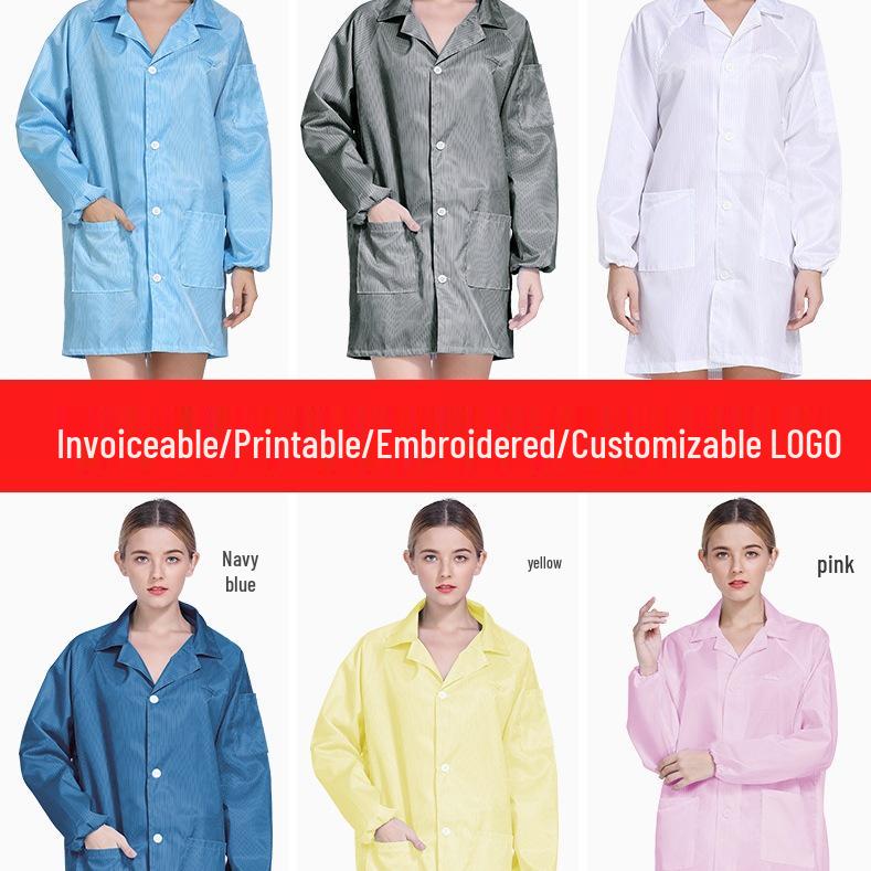 Women's Dustproof Antistatic Isolation Gown for Laboratory and Cleanroom Protection