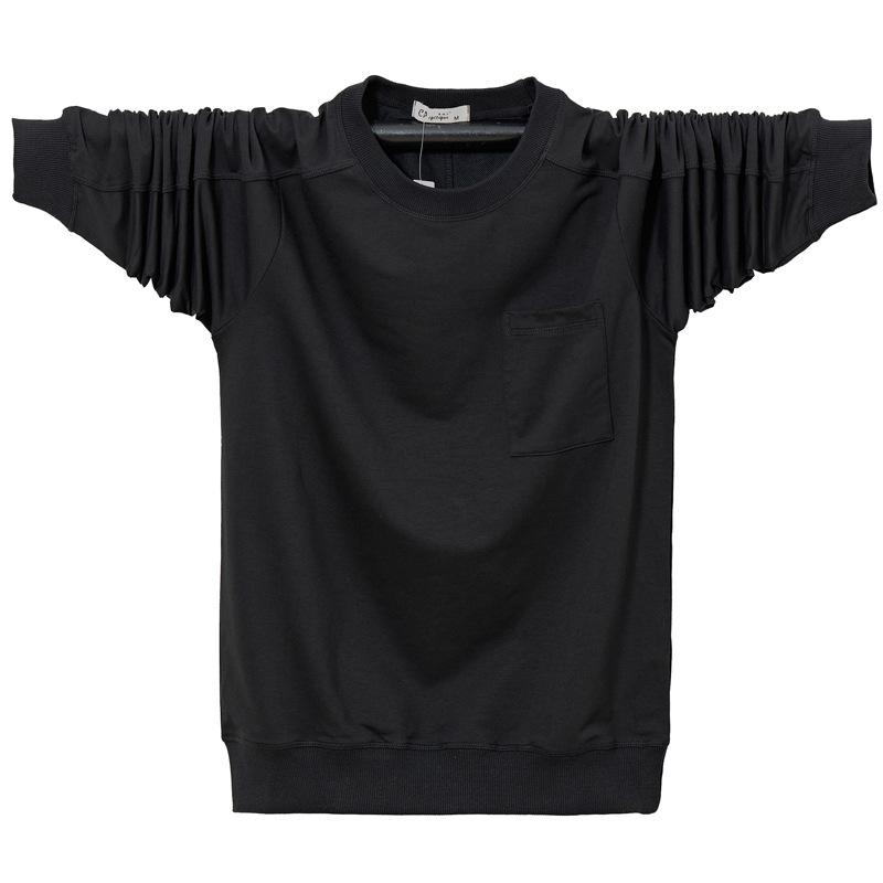 Korean Version of the New Loose Large Men's Warm Casual Sports Lapel Lightweight Soft Anti-wrinkle Breathable Cotton Long-sleeved T-shirt