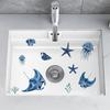 Blau Ton Meeresleben Glasaufkleber Badezimmer Waschbecken Dekorativer Aufkleber Wandaufkleber Selbstklebend Abnehmbar Hausdekoration