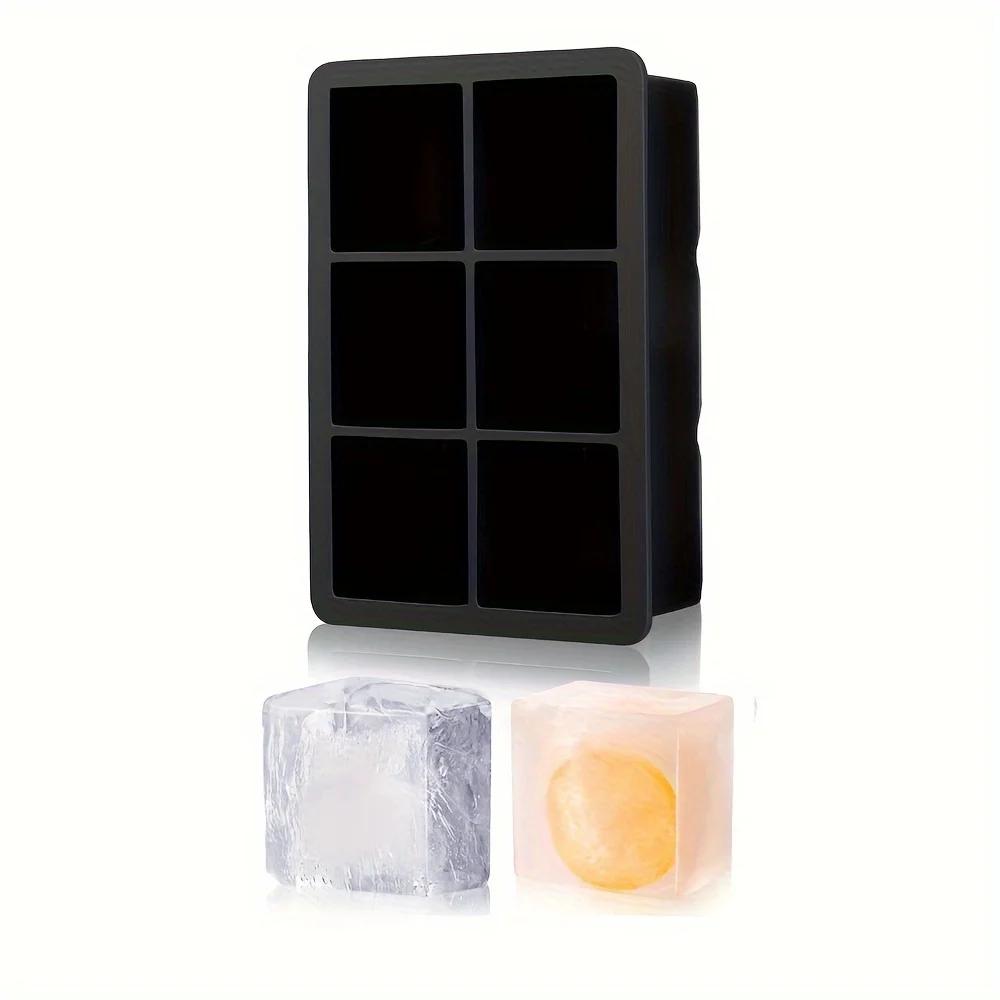 6-Grid Ice Silicone Cube Mold Tray DIY Freeze Ice Maker Creative Ice Cube Mold Barware Tools for Freezer, Cocktail