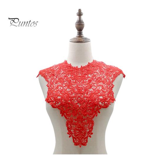 Spetsar Fake Collar Brodered Corsage Hollow Design Stora Blommor Avtagbar Fram/Back Krage Spets Applikation Kvinnlig Charm för syaffär