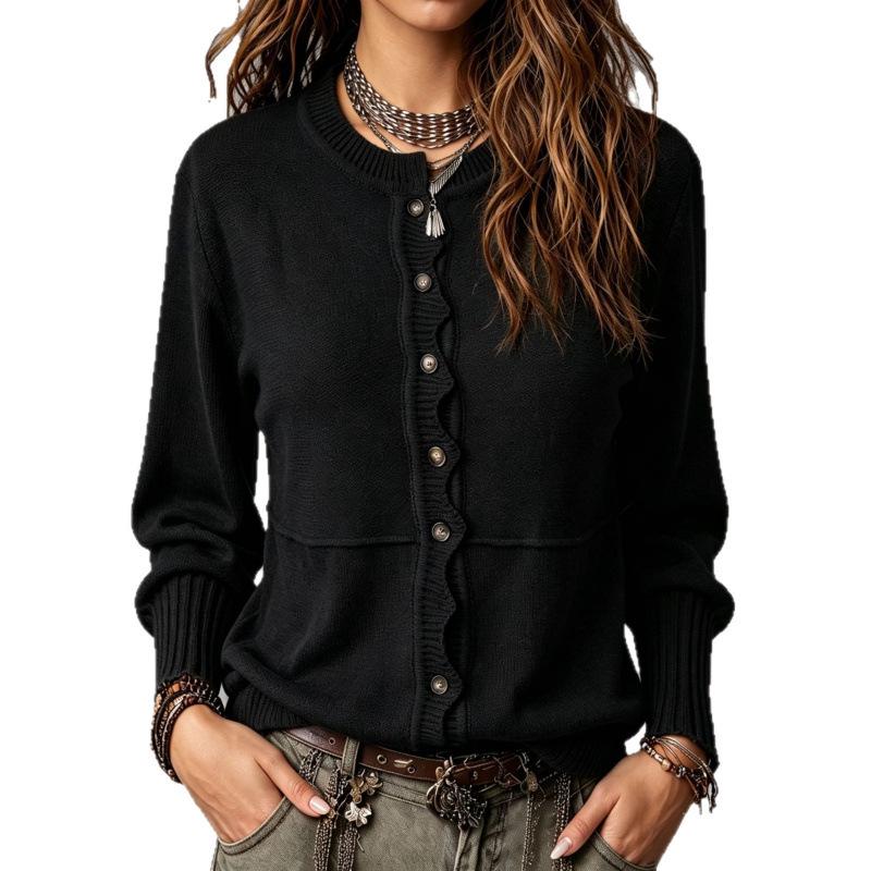 2026 Casual Button Round Neck Cardigan Sweater - European & American Style