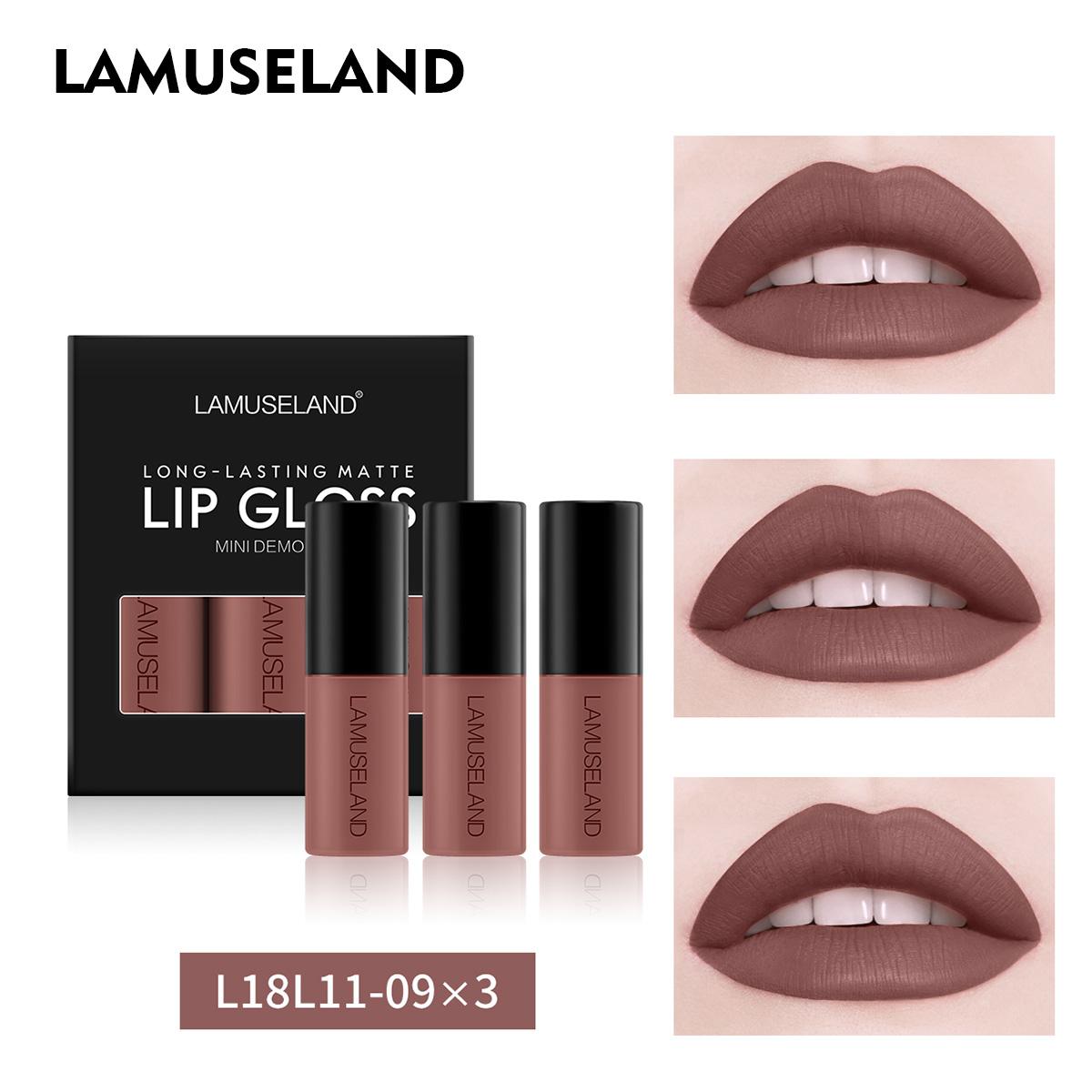 

LAMUSELAND 3 шт./компл. милая мини-водостойкая долговечная жидкая помада матовый блеск для губ 3,5 г x 3