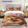 Pomeranian Pattern Bedding Quilt Set Quilt Cover Pillowcase Home Decoration Birthday Gift (1 * duvet cover + 2 * pillowcase, without core)