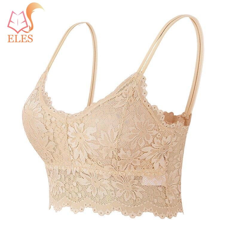 New Women Lace Bras Top Comfortable Bralette Solid Color Sexy Underwear Vest Female Hollow Out Wireless Lingerie Bra