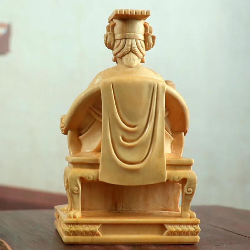 Natural Boxwood Chinese Goddess Mazu Statue Traditional Culture Mazu  Wooden Carvings Sea Goddess Home Room Decoration Figurines