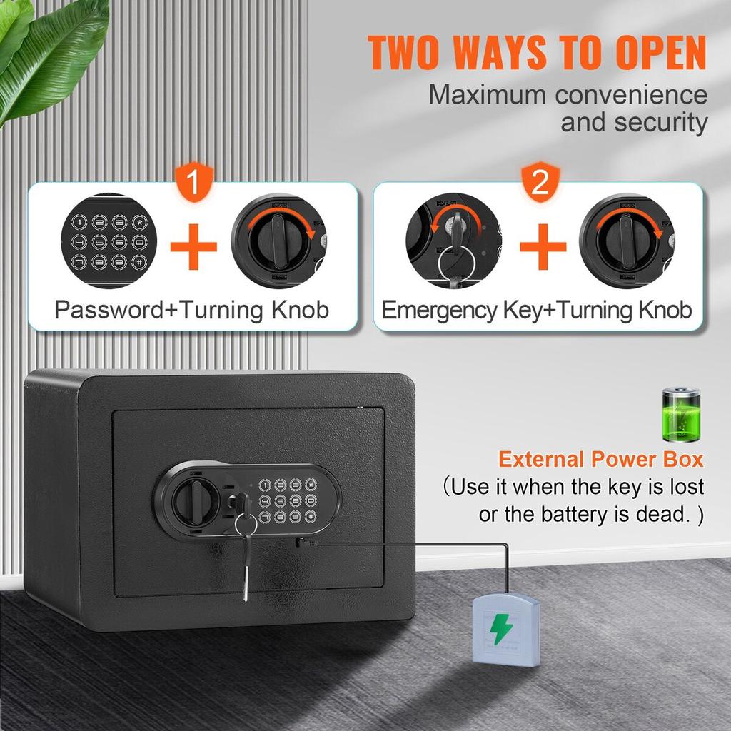 Safe, 0.5 Cubic Feet Home Safe, Steel Security Safe with Digital Keypad and 2 Keys, Wall-Mounted Cabinet Safe Protect Cash, Gold, Jewelry, Documents