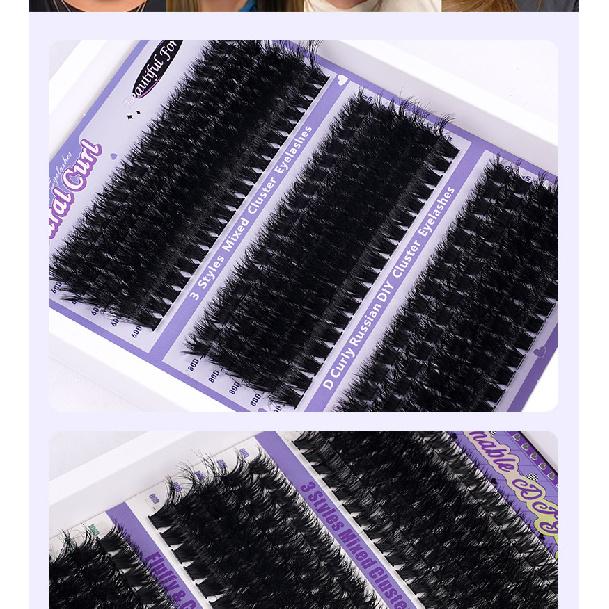 230-300 Clusters Voluminous D-Curve Segment False Eyelashes DIY Kit