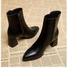 Martin Boots Women's Outer Wear 2025 Autumn and Winter New Black Pointed Short Boots High Heels Thick Heel Small Thin Boots