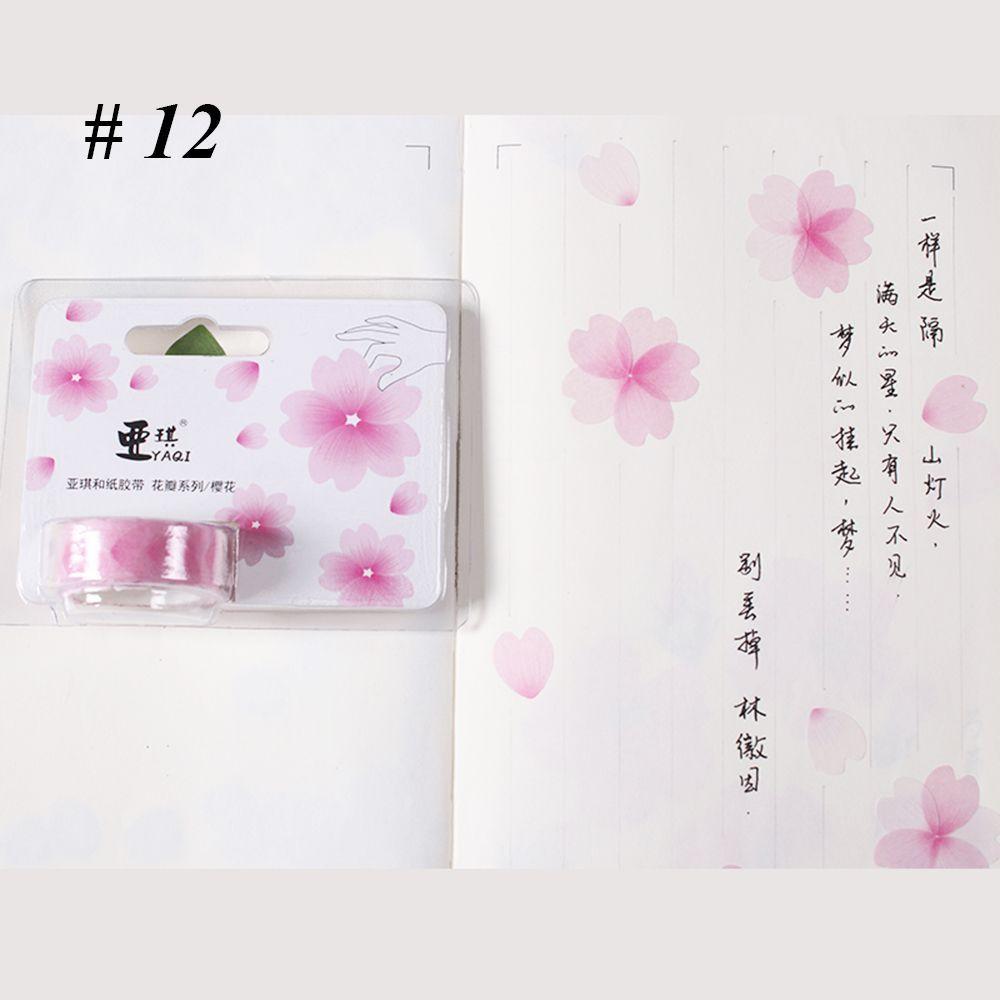 

200PCS Adhesive Stylish Decorative Masking Tape Flower Petals Tape Scrapbooking Sticky Paper 12
