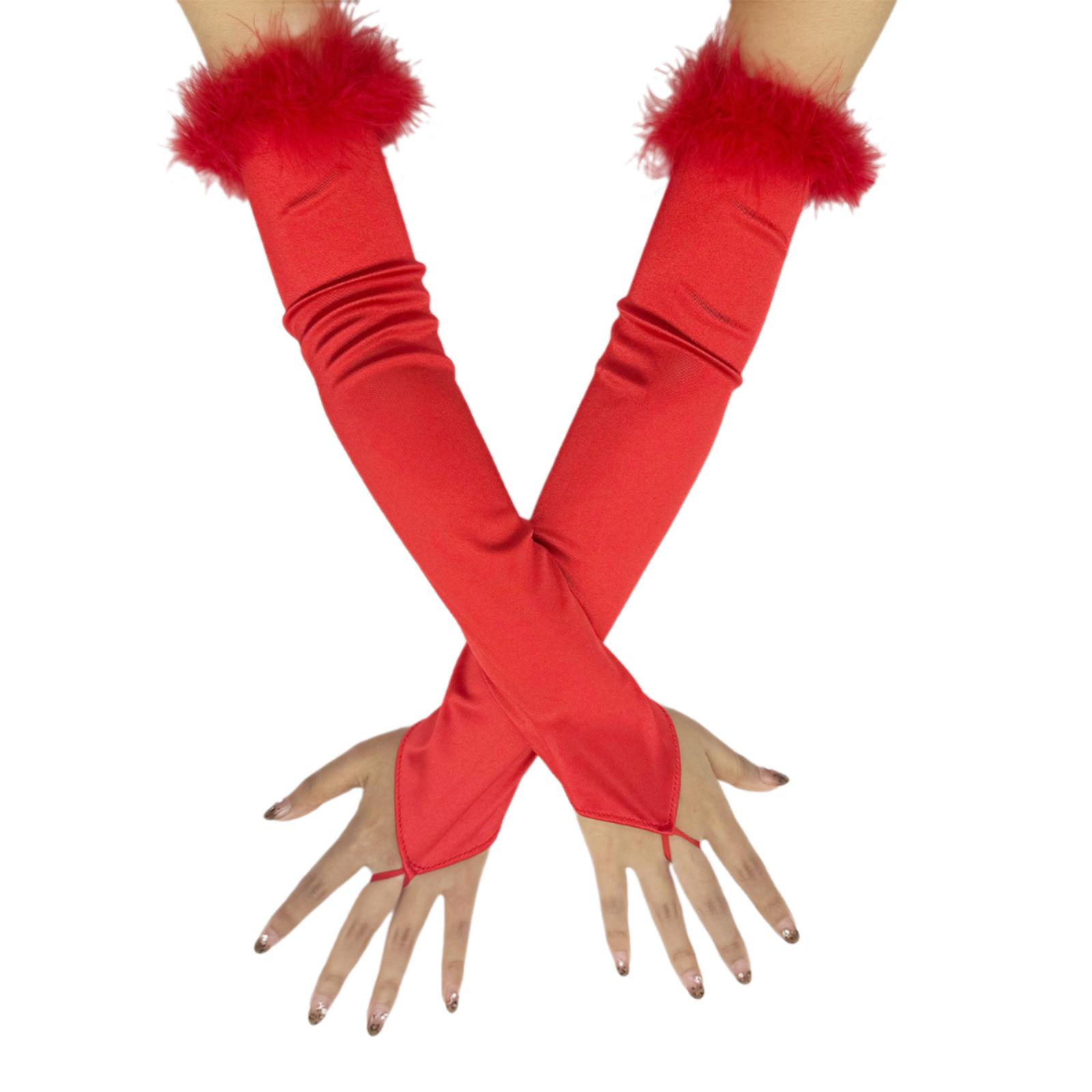 

Длинные окрашенные перчатки без пальцев для женщин, элегантные перчатки длиной до локтя для официальных случаев, вечерние наручные часы в стиле 1920-х годов красный