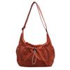 Elastic Rope Drawstring Tote Bag Solid Color Pleated Shoulder Bag Nylon Crossbody Bag  School