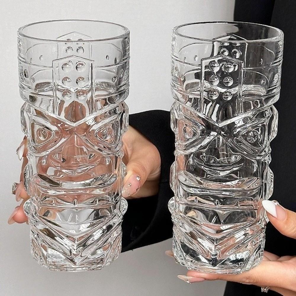Vintage Cocktail Glass 420ml Tiki Glasses Multi-functional Mask Glass Cup Restaurant